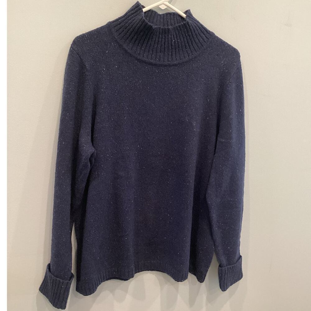 L.L.Bean Mens Mock Neck Sweater Size XL Extra Large Navy Blue Fisherman Preppy